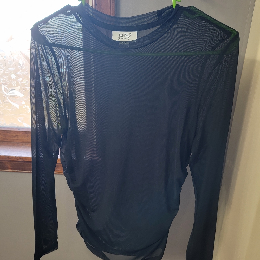 Just Polly Black Sheer Women's Top